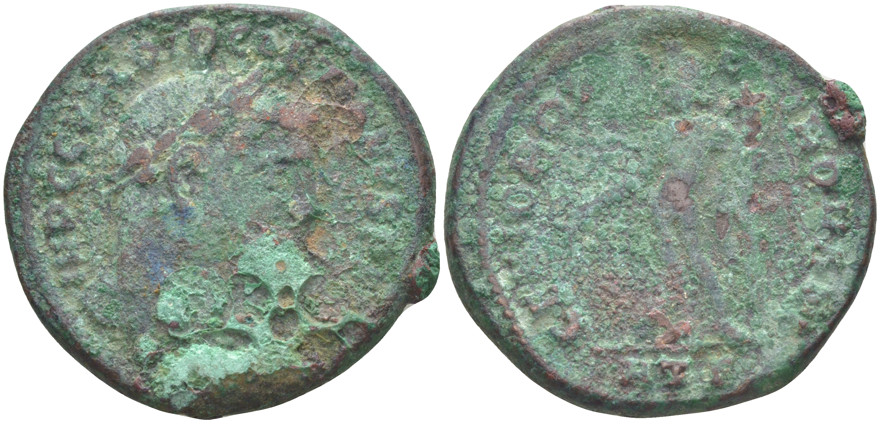 Римская Империя нуммий 297 - 298 Диоклетиан, бюст императора, IMP C C VAL DIOCLETIANVS P F AVG / Гений Римского народа, GENIO POPVLI ROMANI, Гераклея RIC 19а биллон 1073-23-22