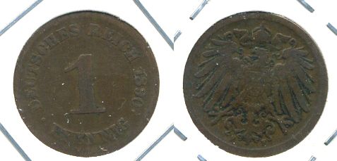 ГЕРМАНИЯ 1 ПФЕННИГ 1890 F KM 10, J. 10 медь 701-115