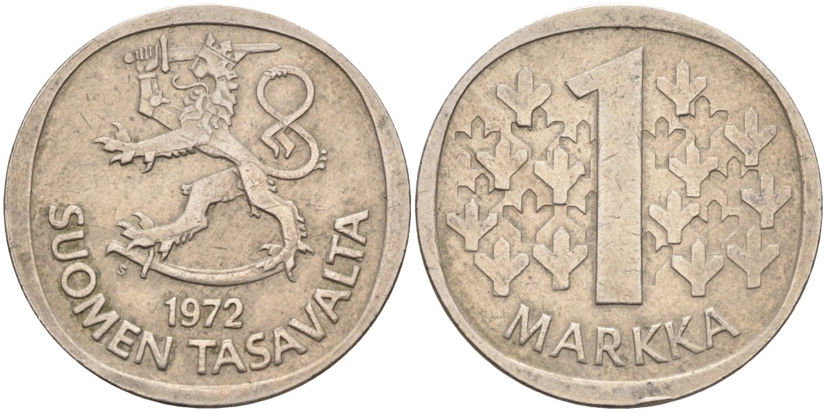 Финляндия 1 марка 1972 KM 49а медно-никель 4586-652