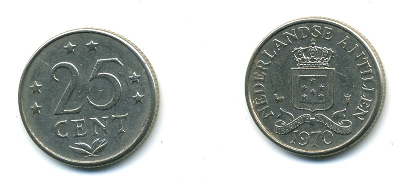 Нидерландские Антилы 25 центов 1970 Юлиана (1948-1980) KM 11 никель 4364-911