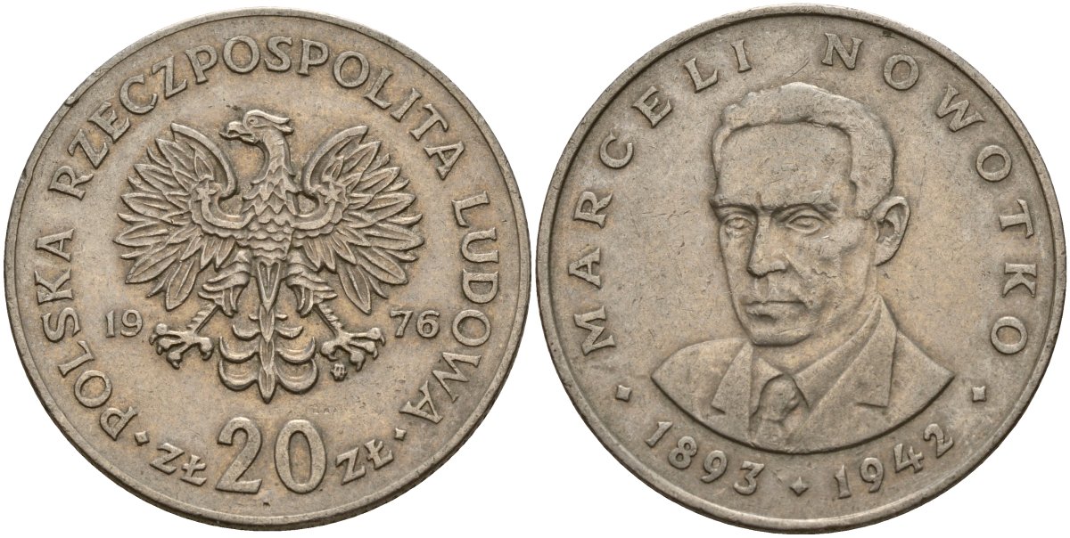 Польша 20 злотых 1976 Марсель Новотко Y 69 медно-никель 4157-121