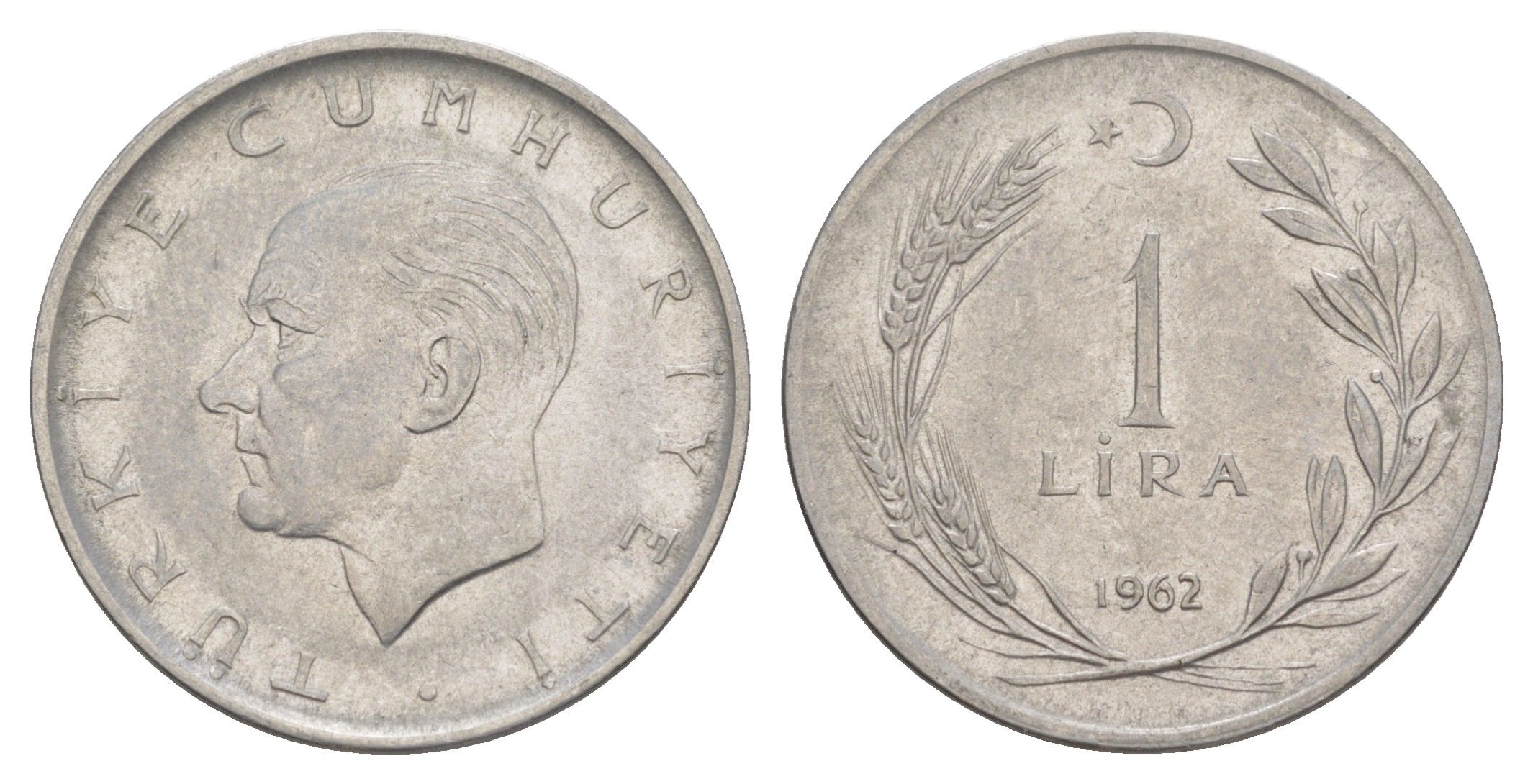 Турция 1 лира 1962 Кемаль Ататюрк KM 889a.1 нержавеющая сталь 4648-742