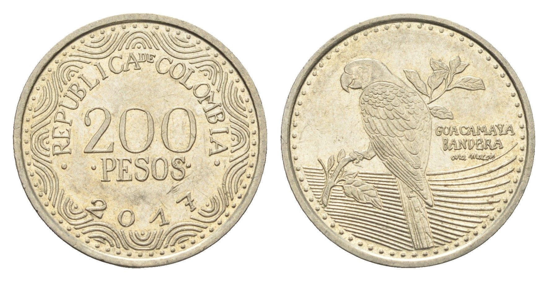 Колумбия 200 песо 2017 KM 297 медь цинк никель 4664-513