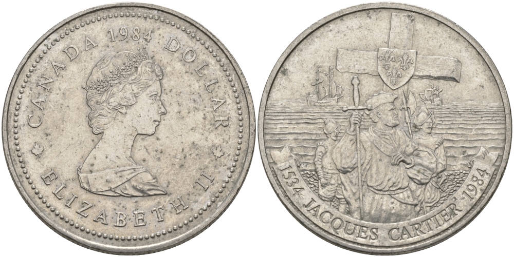 Канада 1 доллар 1984 Жак Картье KM 141 никель UNC 97-132