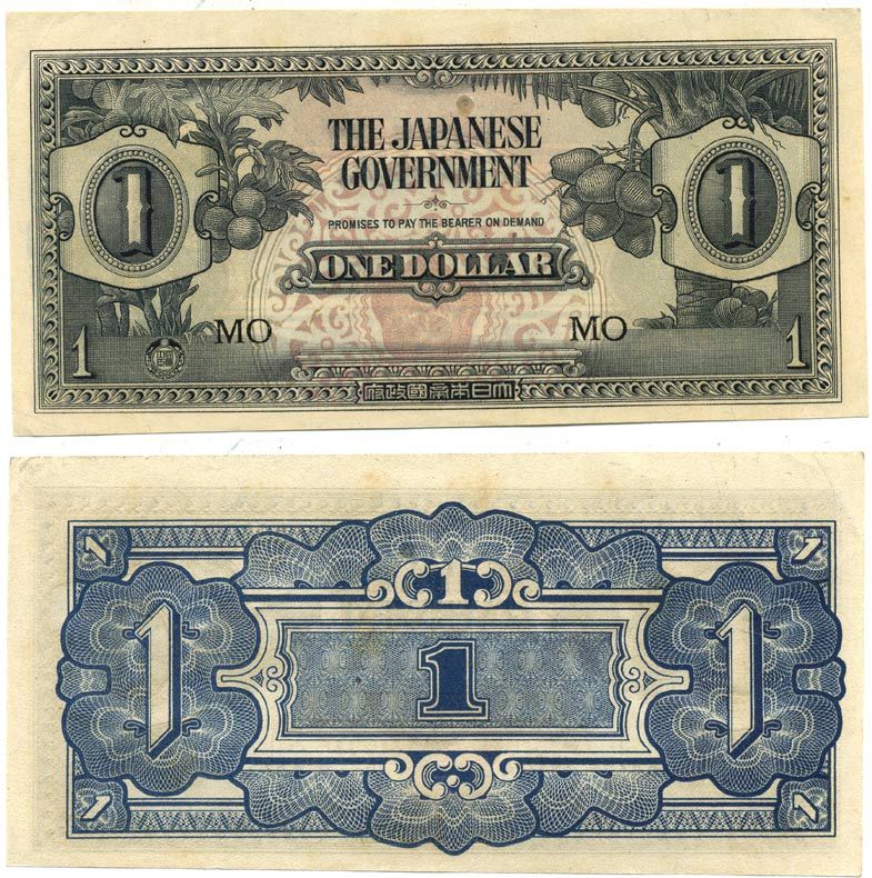 Малайя, Японская оккупация 1 доллар 1942 серия MO Pick M5 c бумага 7548-76-2-1