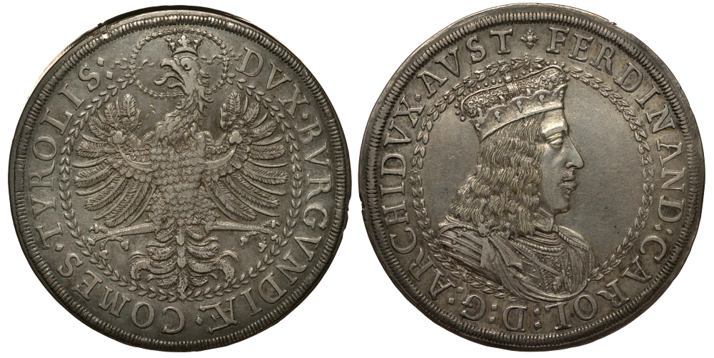 Австрия, Священная Римская империя 2 талера ND (1654) Эрцгерцог Фердинанд Карл (1632-1662) Dav. 3364 серебро 10-016-19