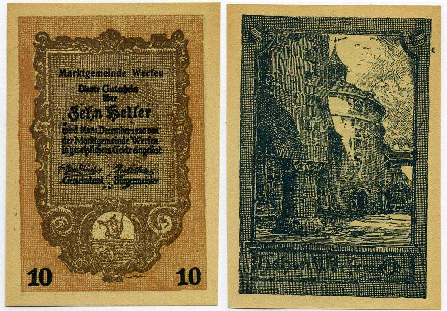 Австрия, Верфен 10 геллеров 1920 31 декабря 1920, нотгельд, ярмарочная коммуна в земле Зальцбург   бумага  UNC (пресс) 7221-33-2-1