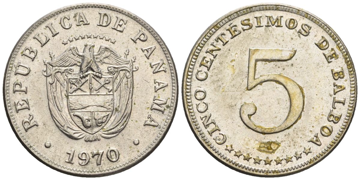 Панама 5 сентесимо 1970  KM 23.2 медно-никель    4610-333