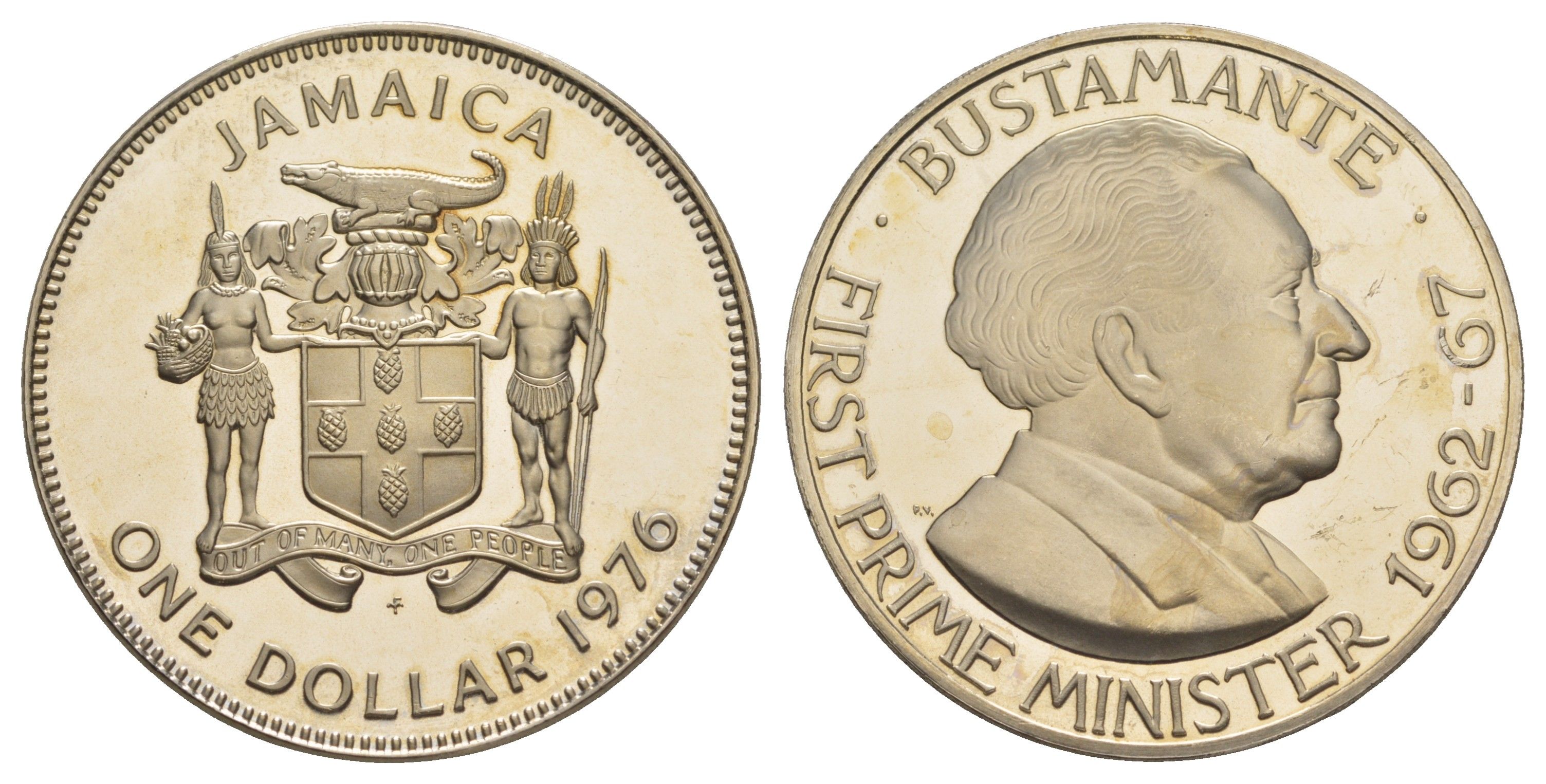 Ямайка 1 доллар 1976 FM, тираж 24.000 экземпляров KM 57 медно-никель PROOF 1529-434