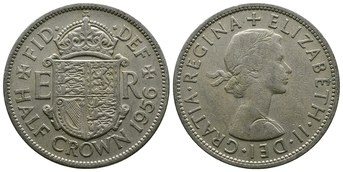 Великобритания 1/2 кроны 1956 Елизавета II (1952- ) Spink 4145, KM 905 медно-никель 4381-334