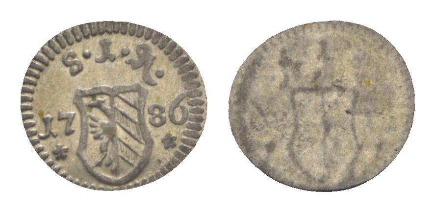 Нюрнберг 1 пфенниг 1786 KM 315 серебро UNC 1529-911