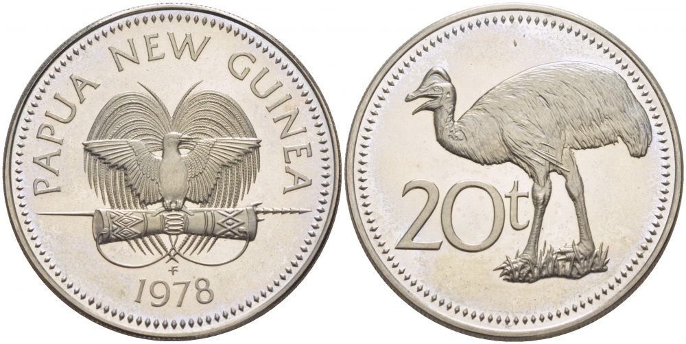 Папуа-Новая Гвинея 20 тойя 1978 старус KM 5 медно-никель UNC 00-00