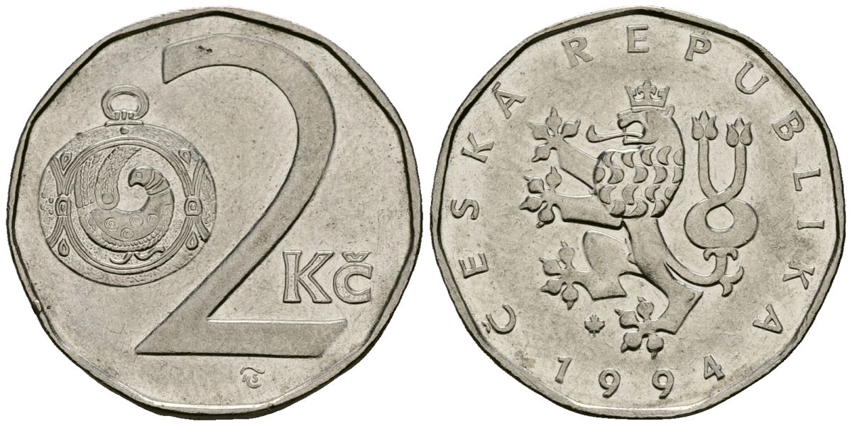 Чехия 2 кроны 1994 KM 9 сталь плакированная никелем 4167-943