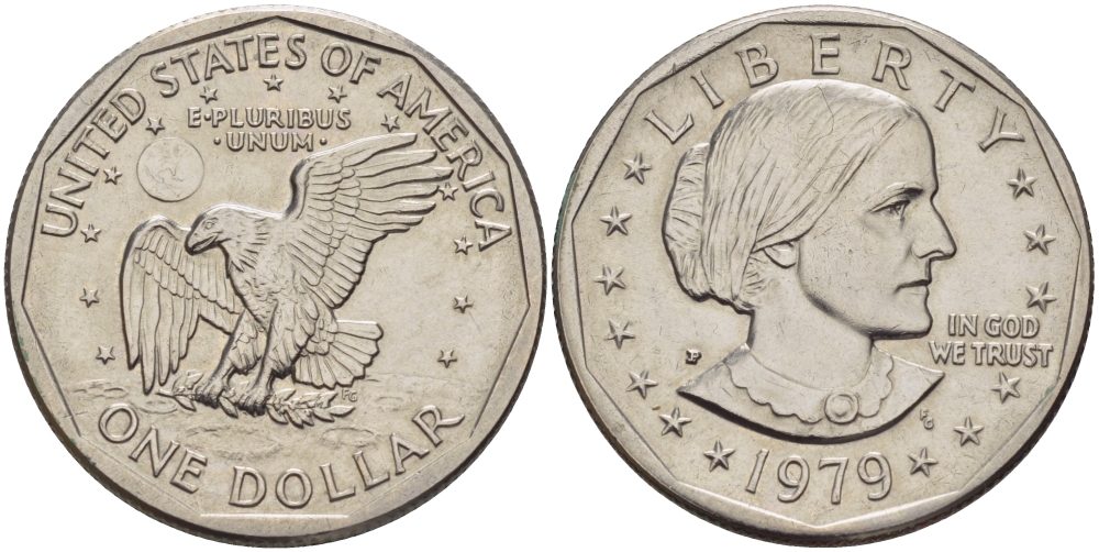 США 1 доллар 1979 P, Сьюзен Энтони KM 207 медь плакированная медно-никелем 34-211