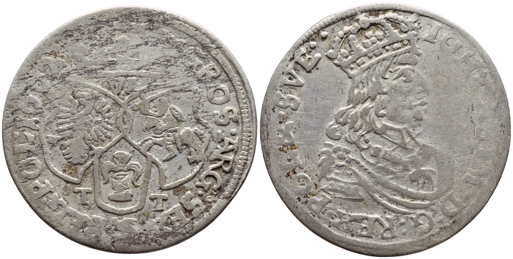 Польша 6 грошей 1662 Т.Т., Йохан Казимир (1649-1668) KM 91 серебро    1530-442