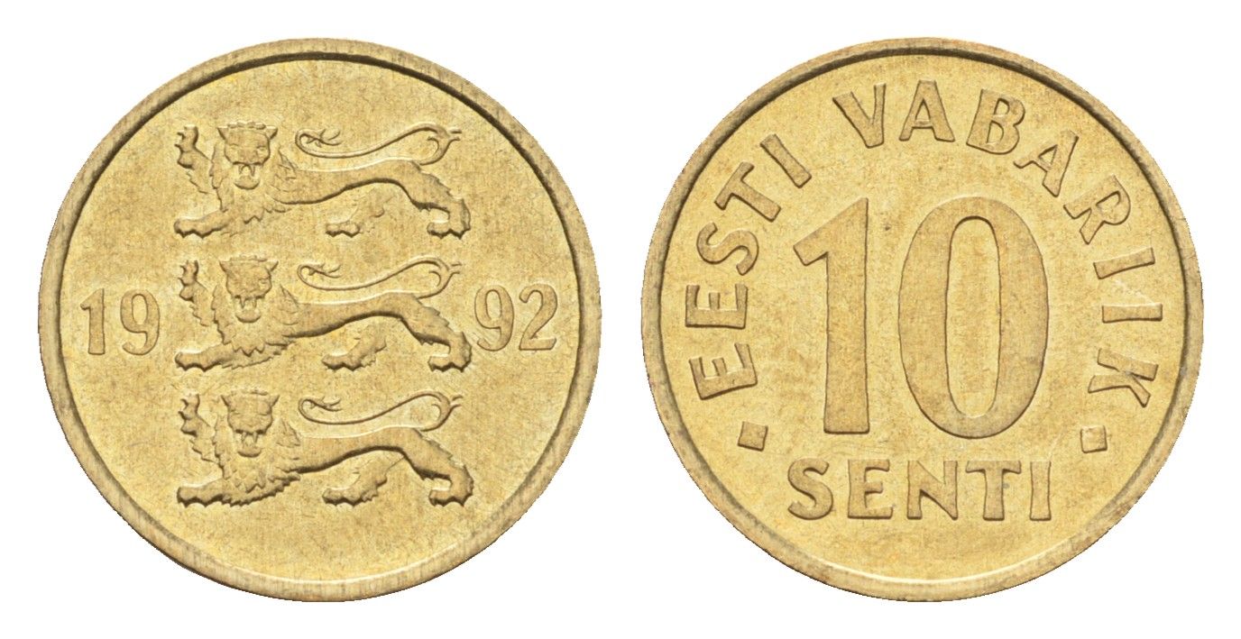 Эстония 10 сентов 1992 KM 22 латунь UNC 4668-634