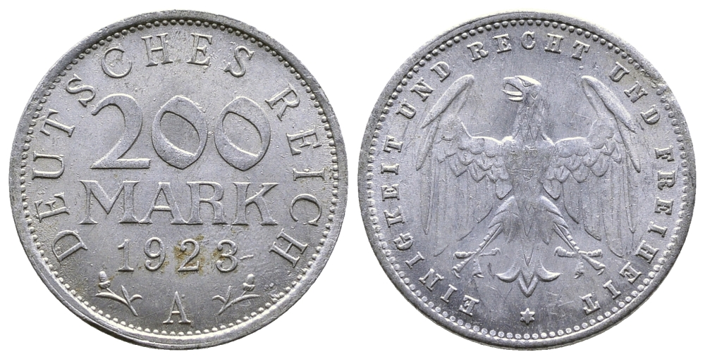 ГЕРМАНИЯ 200 МАРОК 1923 A KM 35, J. 304 алюминий 4380-421