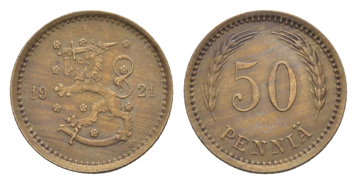 Финляндия 50 пенни 1921 KM 26 медно-никель 4658-855