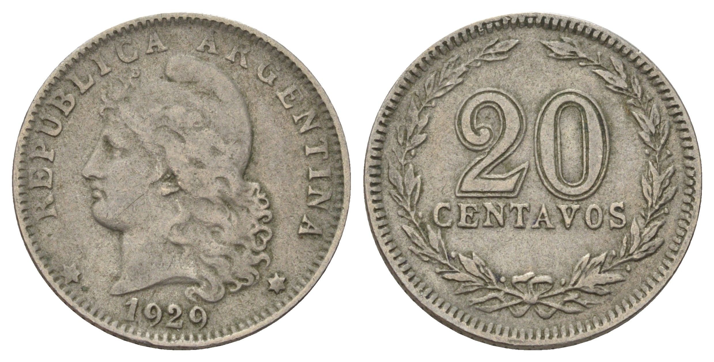 Аргентина 20 сентаво 1929 KM 36 медно-никель 4603-424