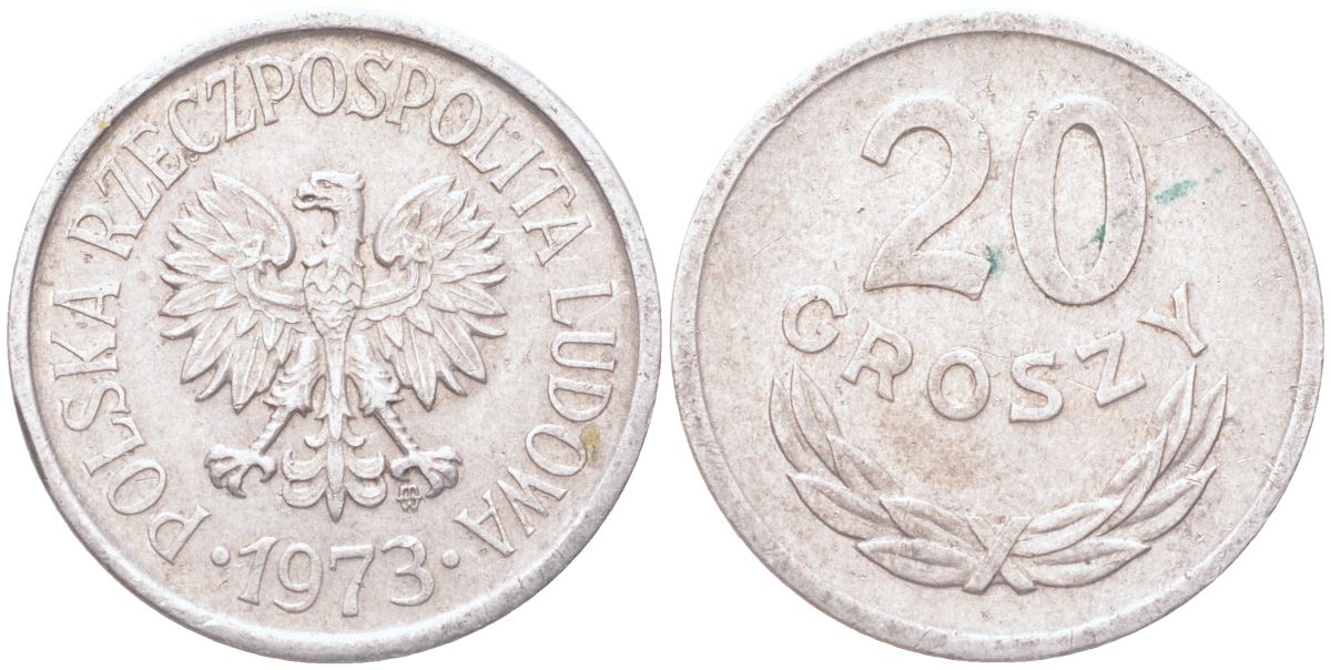 Польша 20 грошей 1973 Y A47 алюминий 4614-641