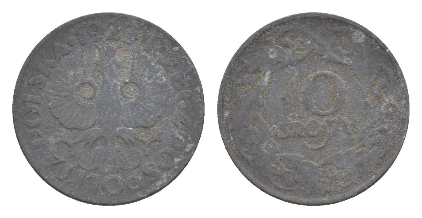 Польша 10 грошей 1923 Y 36 цинк 4636-414