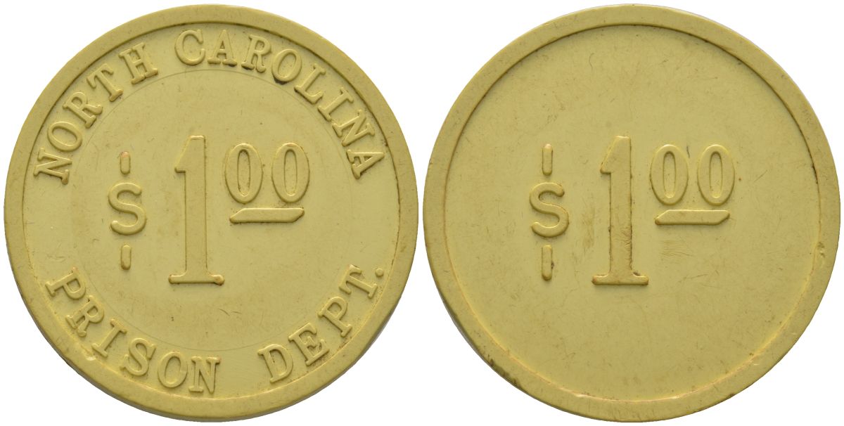 США, тюремное управление Северной Каролины тюремный жетон в 1 доллар ND (1962-1963) пластик 118-231