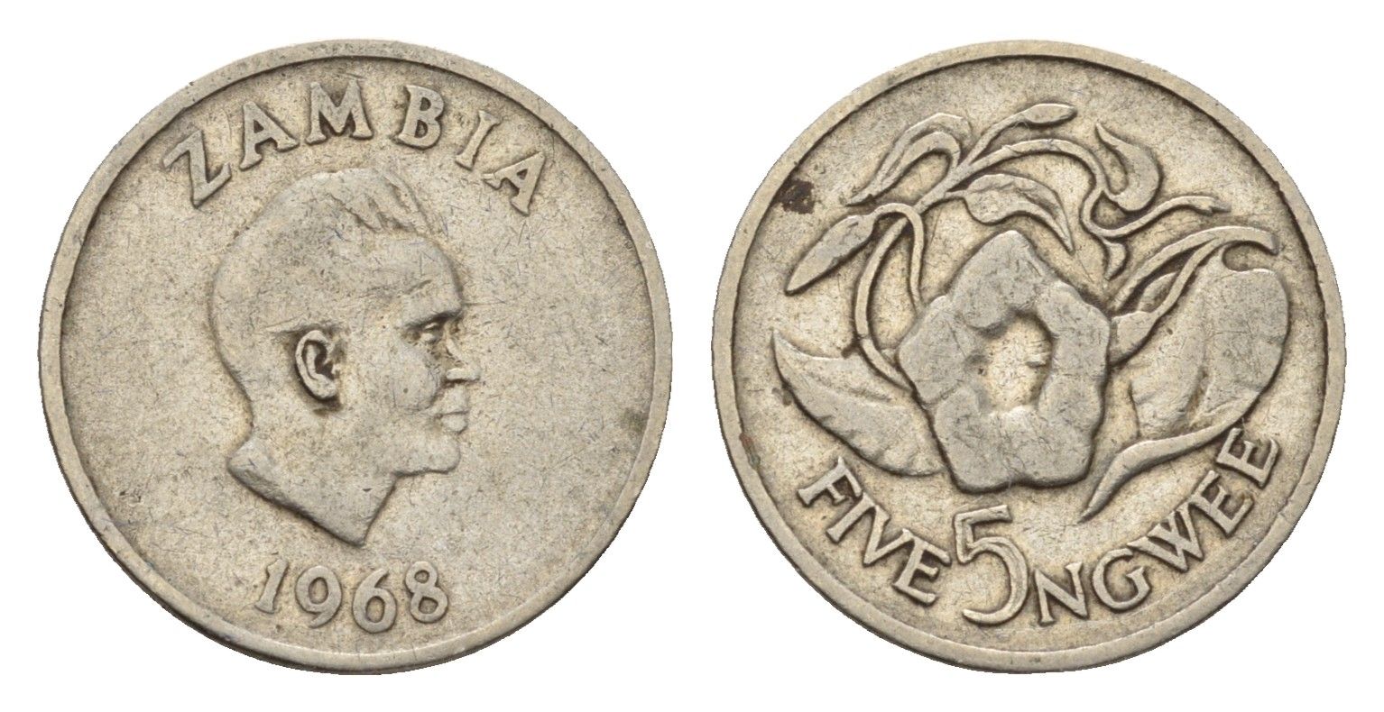 Замбия 5 нгве 1968 Кеннет Каунда KM 11 медно-никель 4640-612