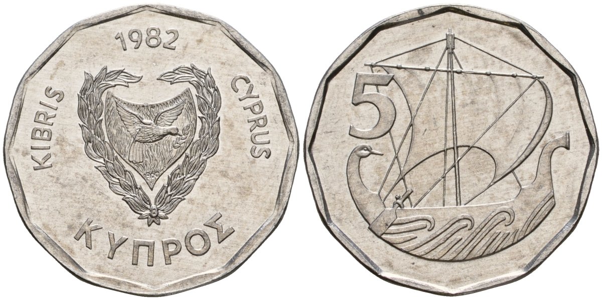 Кипр 5 милей 1982 KM 50.2 алюминий UNC 4118-427