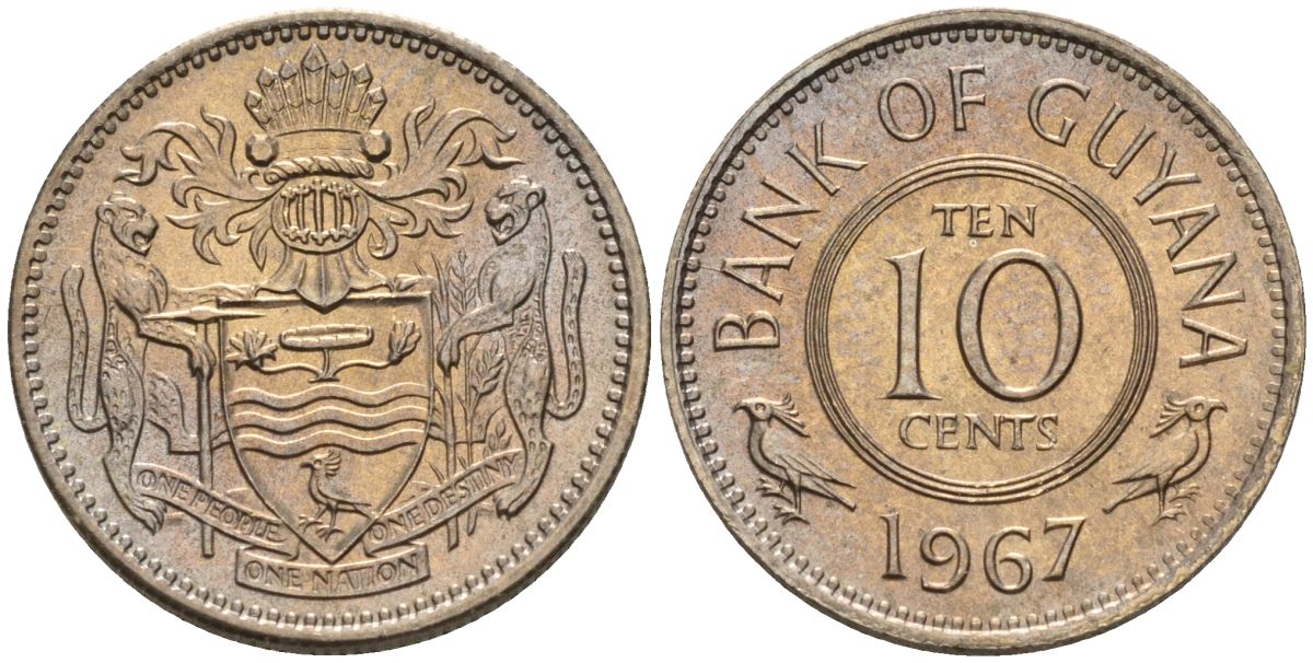 Гайана 10 центов 1967 KM 33 медно-никель 4154-144
