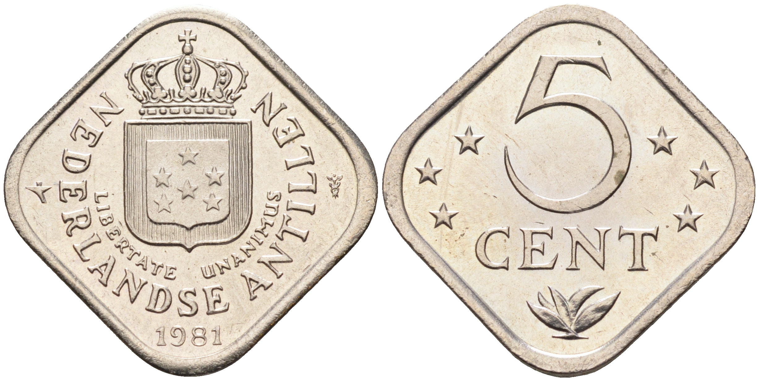 Нидерландские Антилы 5 центов 1981 Беатрикс (1980-2013) KM 13 медно-никель 4141-1252