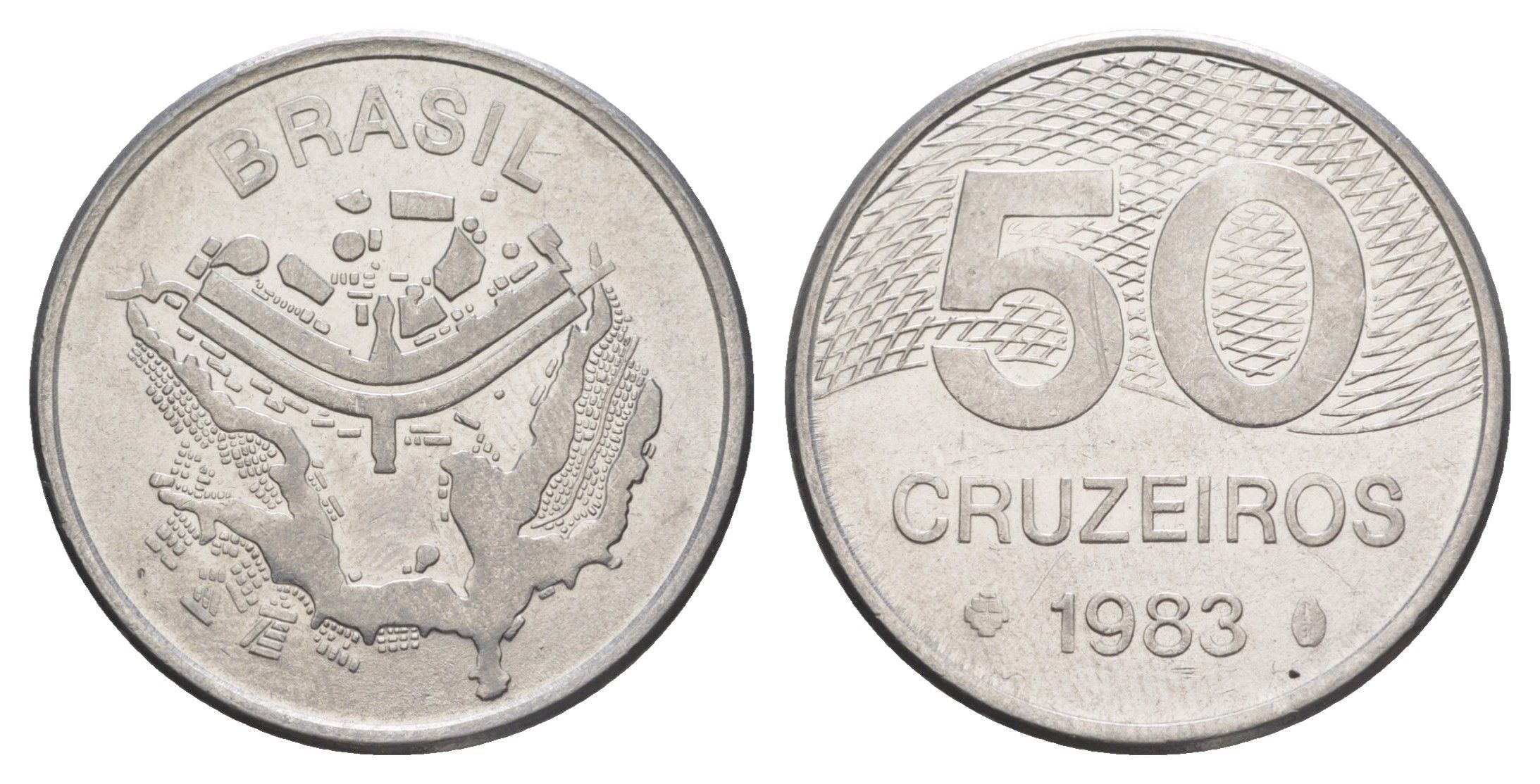 Бразилия 50 крузейро 1983 KM 594.1 нержавеющая сталь UNC 4642-1233