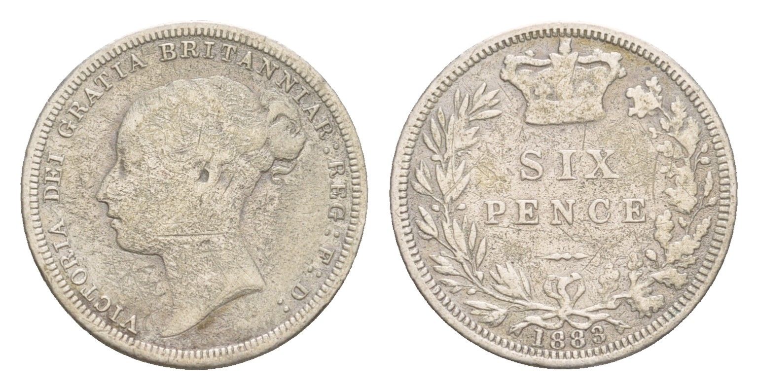 Великобритания 6 пенсов 1883 Виктория (1837-1901) KM 757, Spink 3912 серебро 4658-966