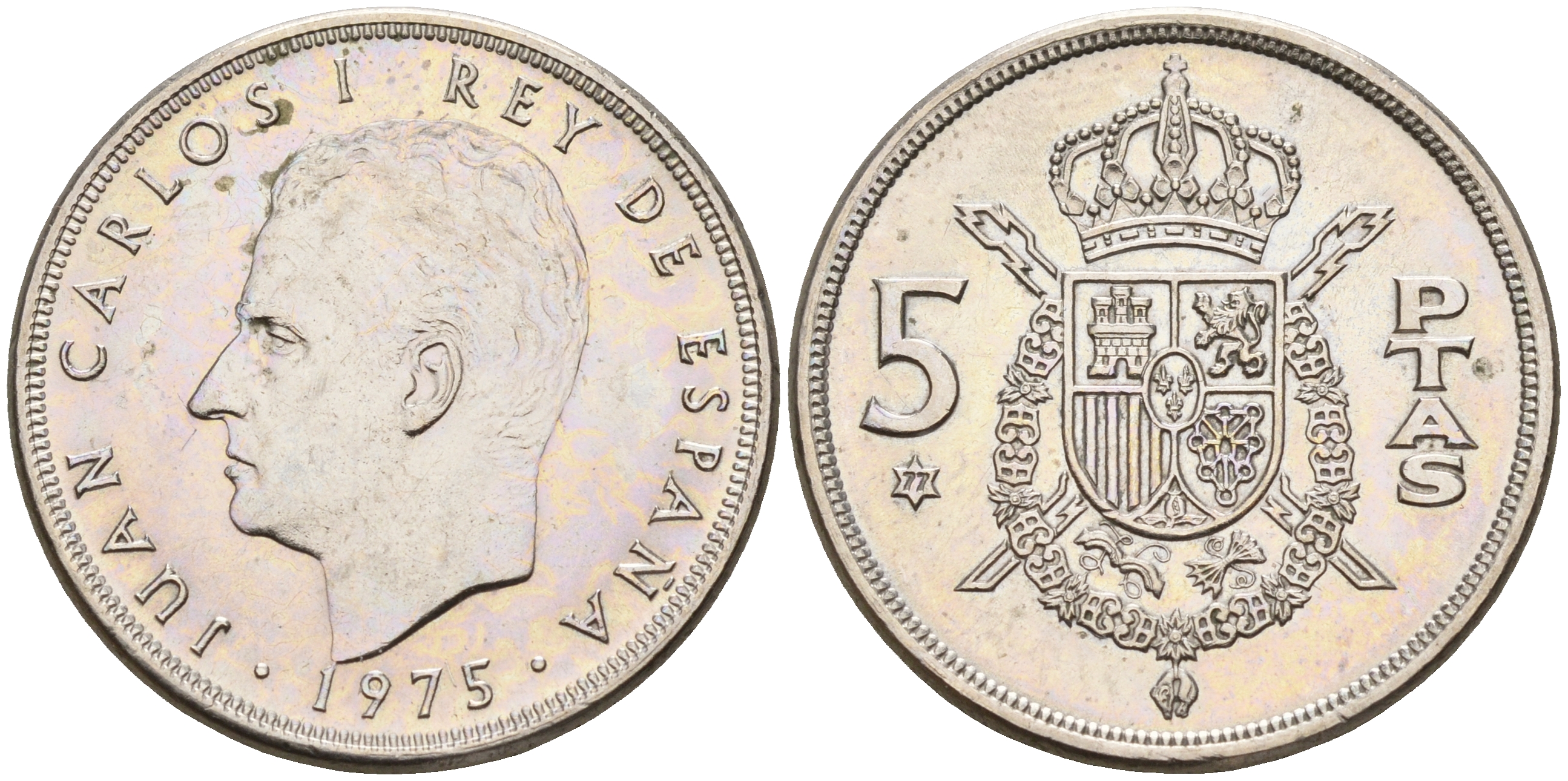 Испания 5 песет 1975 (77) Хуан Карлос I KM 807 медно-никель    4143-242