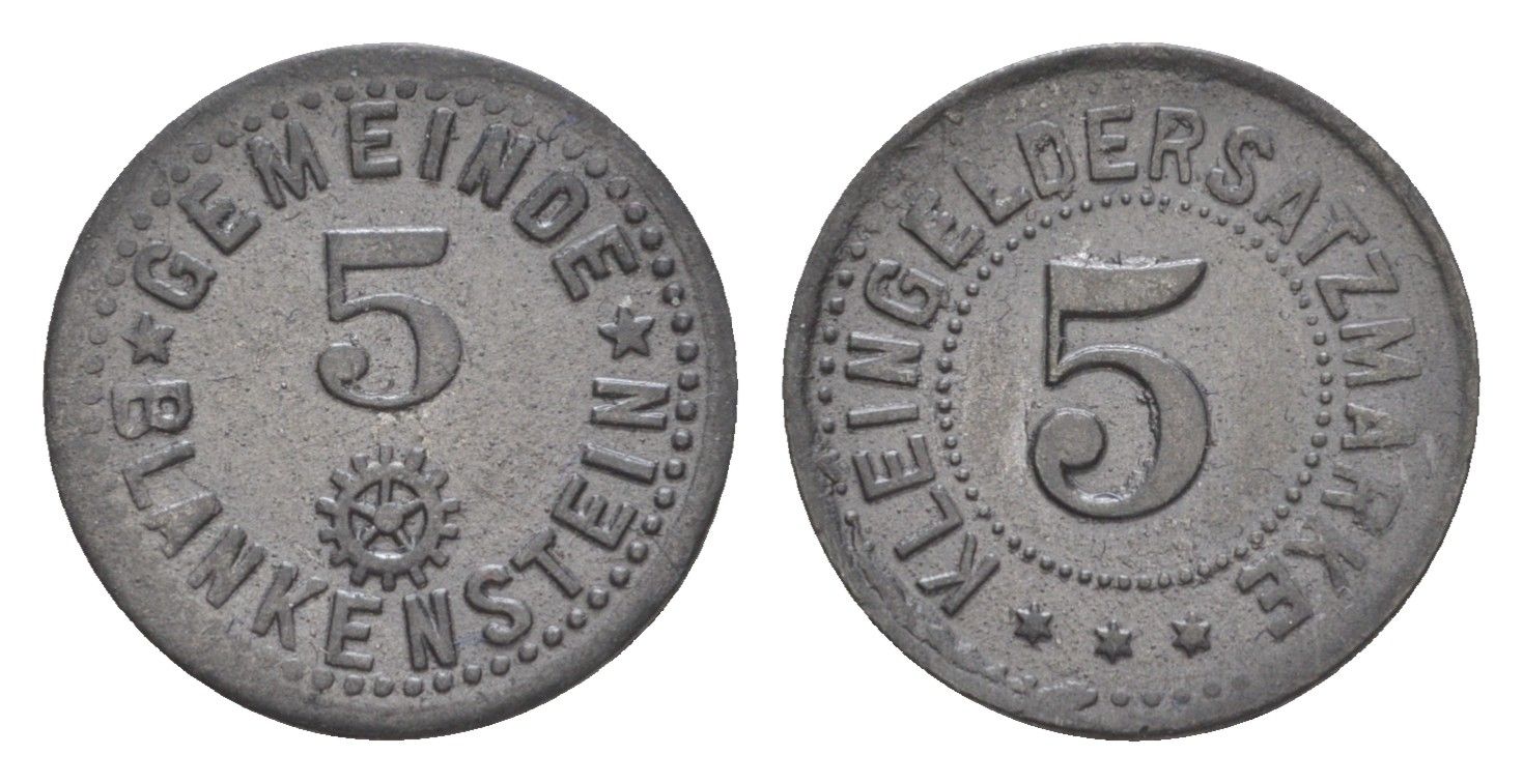 Бланкенштайн 5 пфеннигов ND Funck 46.3, Men05 2945.1, Men18 3770.1 цинк 1527-315