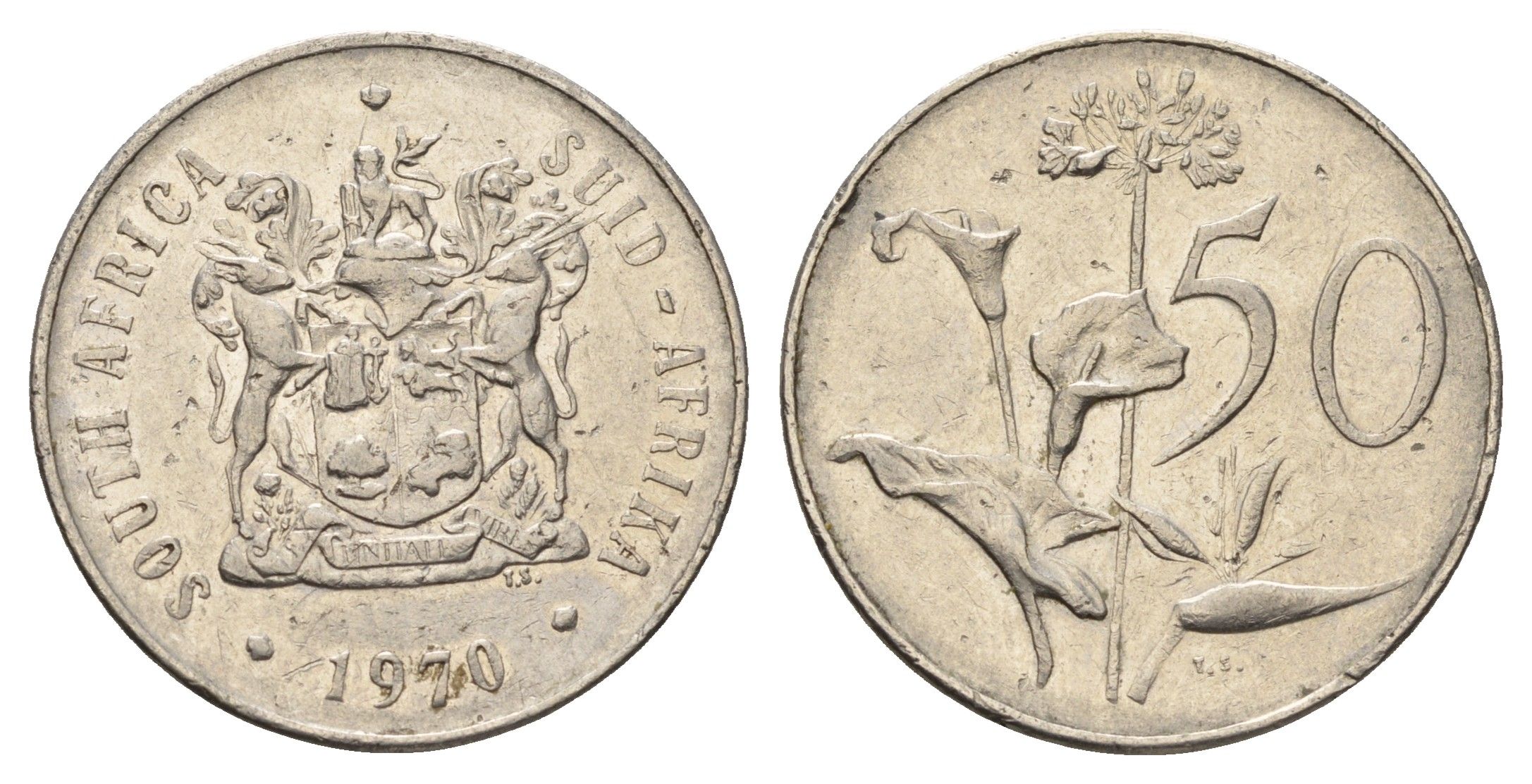 ЮАР 50 центов 1970 Зантедеския Эллиота (калла), герб KM 87 никель 4604-1055
