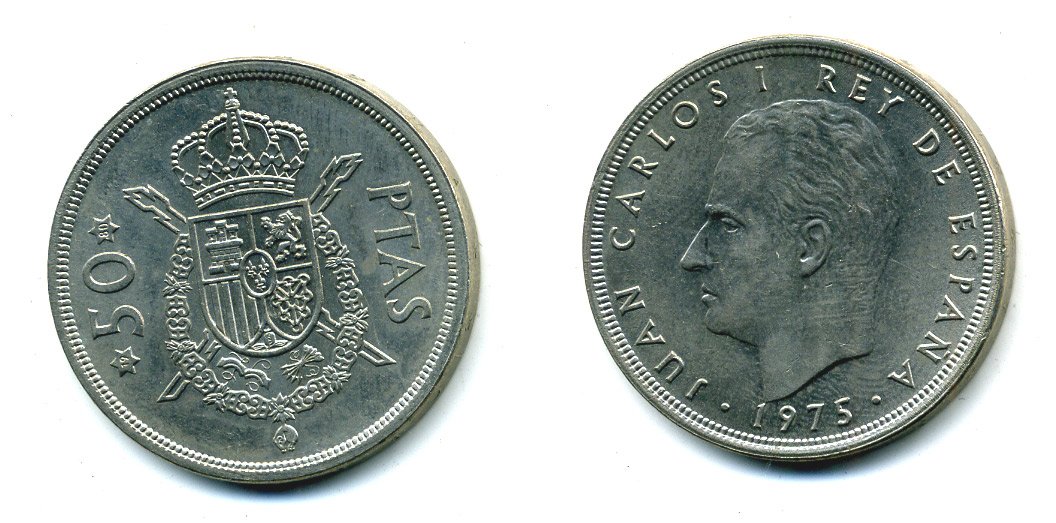 ИСПАНИЯ 50 ПЕСЕТ 1975 (80) ХУАН КАРЛОС I (1975-) KM 809 медно-никель 41-1227