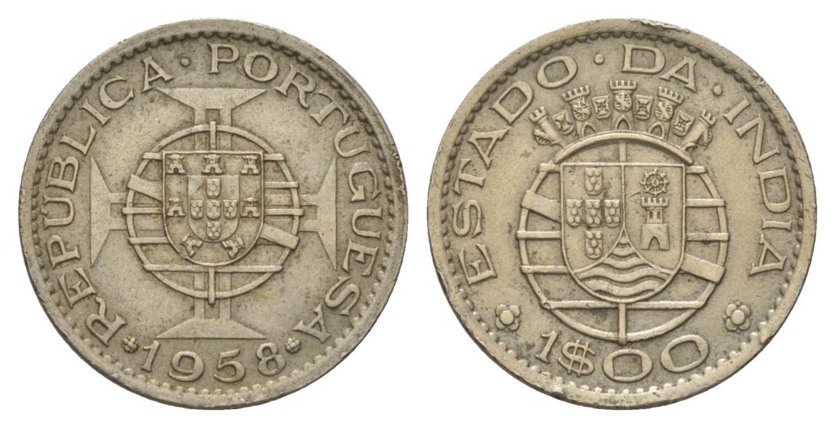 Португальская Индия 1 эскудо 1958 KM 33 медно-никель 4624-741