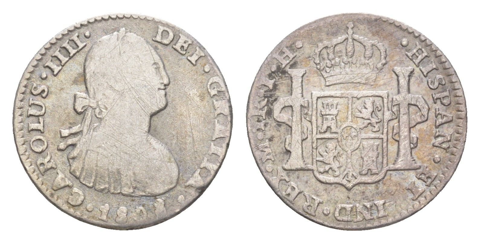 Мексика 1 реал 1808 Mo, Карл IV (1788-1808) KM 81 серебро 603-824