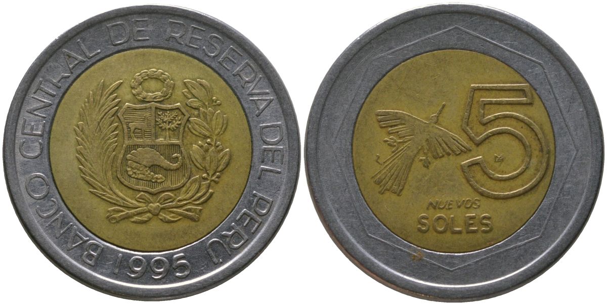Перу 5 солей 1995 LIMA KM 316, Schon 109 биметалл 4543-251