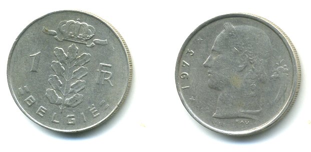 БЕЛЬГИЯ 1 ФРАНК 1973 BELGIE KM 143.1 медно-никель 23-712