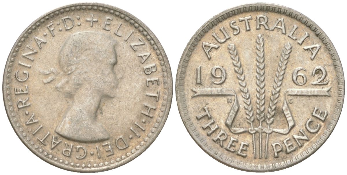 Австралия 3 пенса 1962 Елизавета II (1952-2022) KM 57 серебро 4623-116