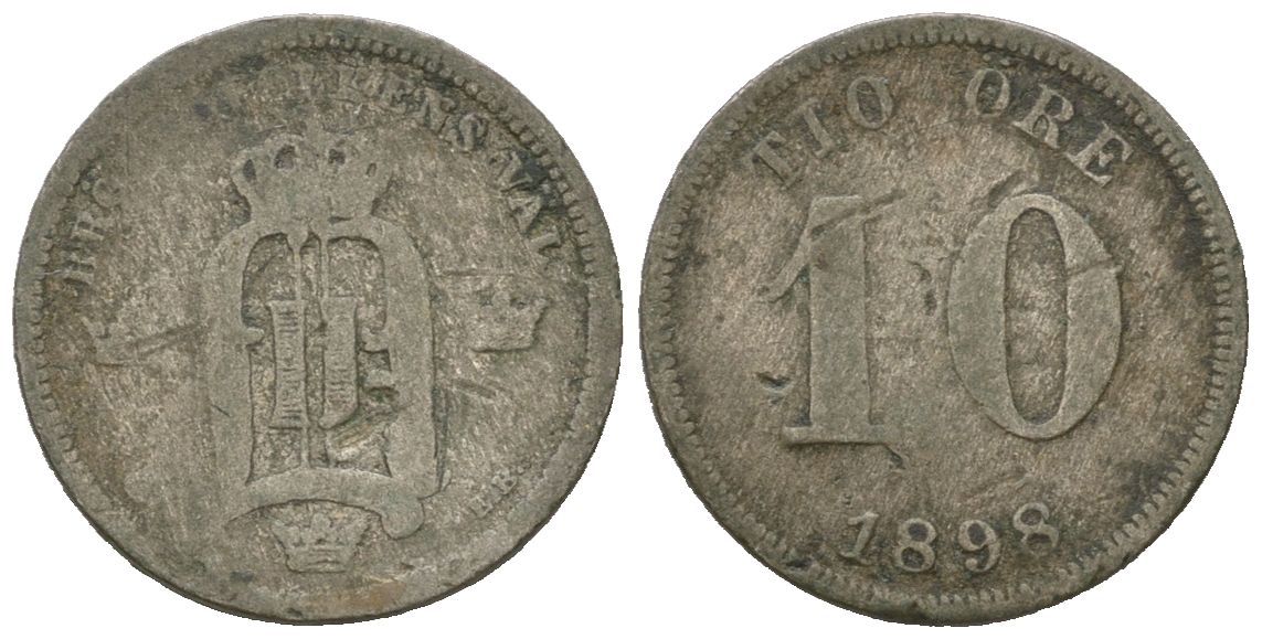 Швеция 10 эре 1898 EB, Оскар II (1872-1907) KM 755 серебро 4611-358