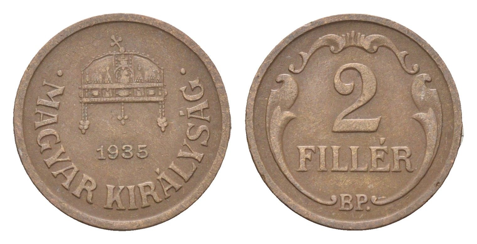 Венгрия 2 филлера 1935 BP KM 506 бронза 4665-443