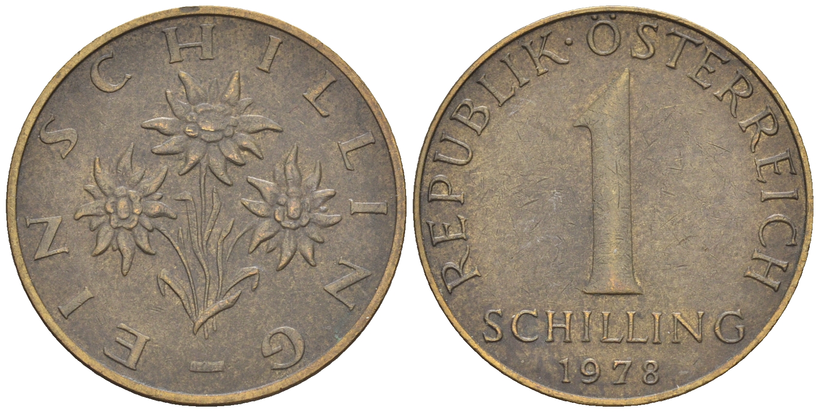 Австрия 1 шиллинг 1978 KM 2886 алюминиевая бронза 60-1227