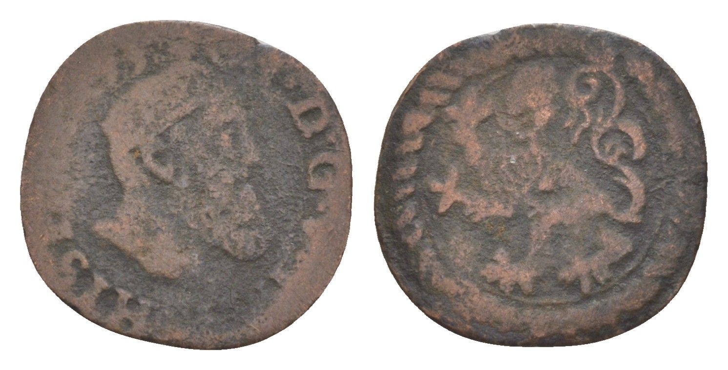 Испанские Нидерланды 2 мит (корте) 1555 медальное соотношение vdCh 2 20.13, HPM 1002, Gelder Hoc 198.4b медь 3711-743