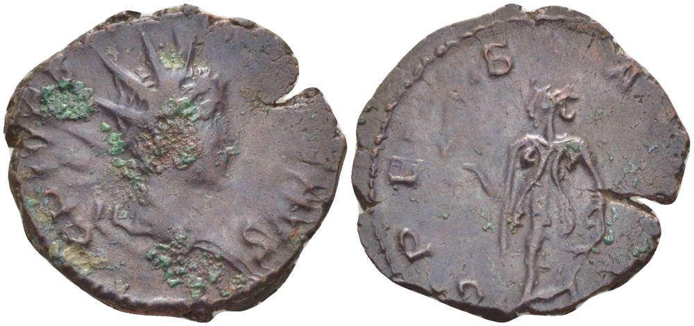 Римская Империя (императоры в Галлии) антониниан 272 - 273 Тетрик II. SPES AVGG, Спея, держащая цветок, Колония Агриппины, Very fine RIC 270 биллон 1073-14-85