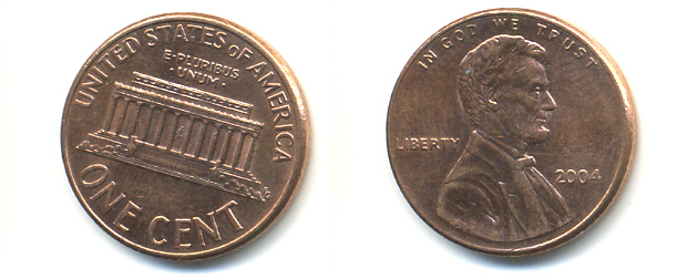 США 1 ЦЕНТ 2004 ЛИНКОЛЬН KM 201b цинк плакированный медью 86-457