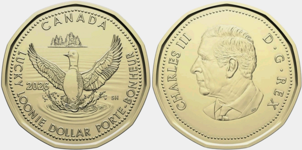 Канада 1 доллар 2025 Карл III (2022- ), cчастливый канадский доллар KM NEW сталь плакированная латунью  UNC  M78-12