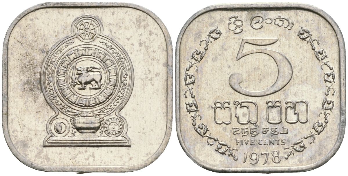 Шри-Ланка 5 центов 1978 KM 139a алюминий 4136-556