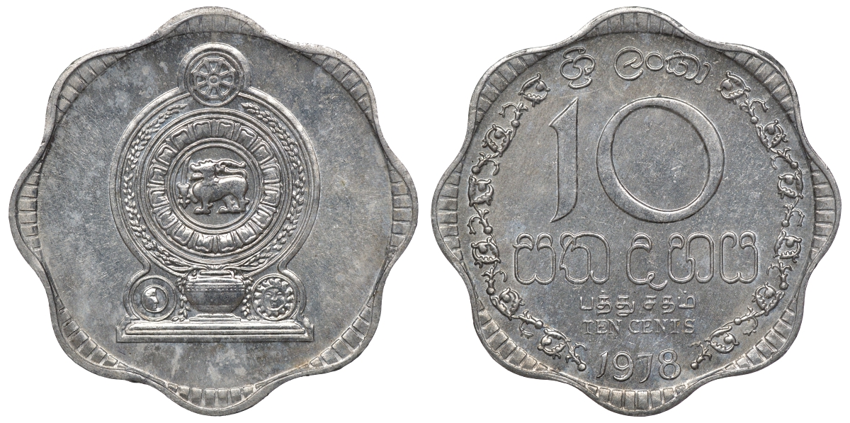 Шри-Ланка 10 центов 1978 KM 140 a алюминий 4118-455
